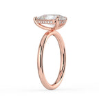 ⁠Pear Cut Hidden Halo Solitaire Engagement Ring in Solid Gold⁠
