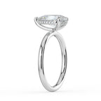 ⁠Pear Cut Hidden Halo Solitaire Engagement Ring in Solid Gold⁠