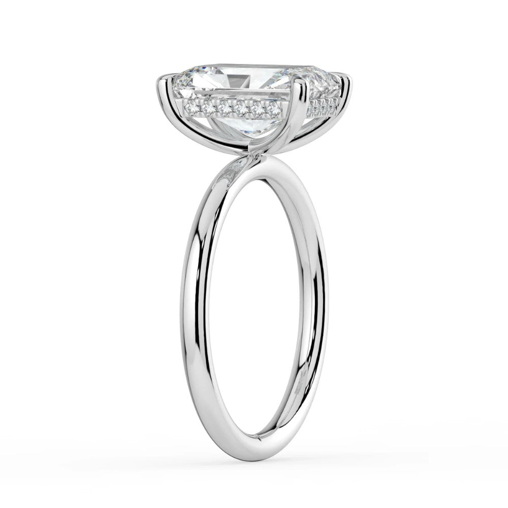 Radiant Cut Solitaire with Hidden Halo Engagement Ring in Solid Gold⁠