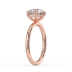 Round Cut Hidden Halo Solitaire Engagement Ring in Solid Gold⁠
