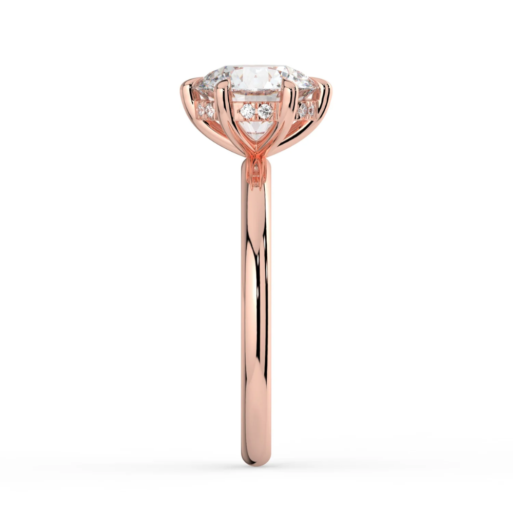 Solitaire Hidden Halo Lab Diamond Engagement  Ring in 18K Gold - Round