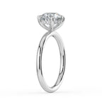Round Cut Hidden Halo Solitaire Engagement Ring in Solid Gold⁠
