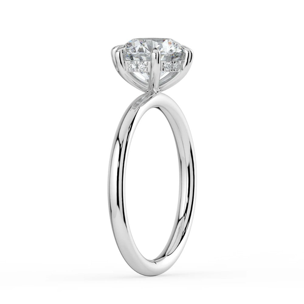 Round Cut Hidden Halo Solitaire Engagement Ring in Solid Gold⁠