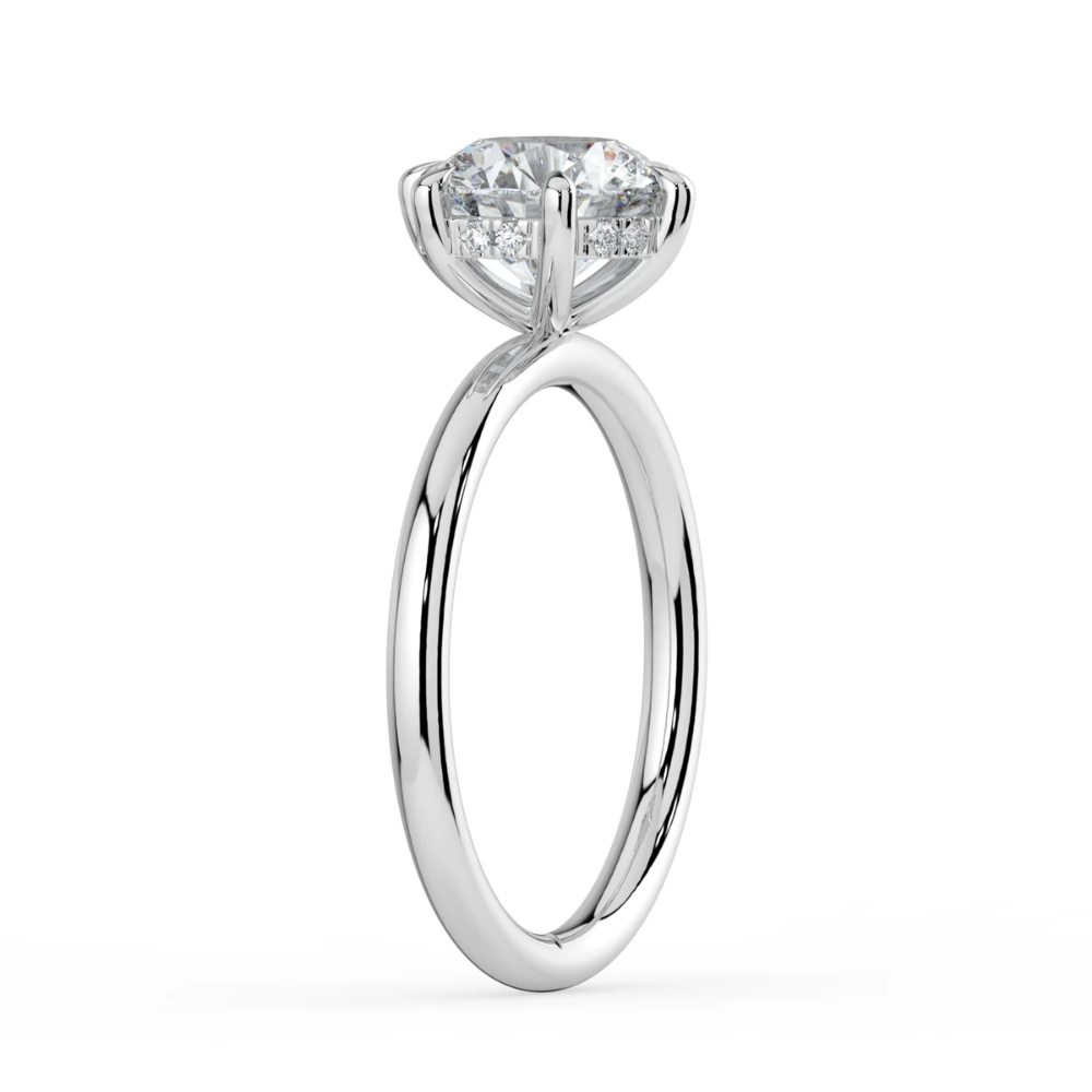 Solitaire Hidden Halo Lab Diamond Engagement  Ring in 18K Gold - Round