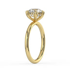Round Cut Hidden Halo Solitaire Engagement Ring in Solid Gold⁠