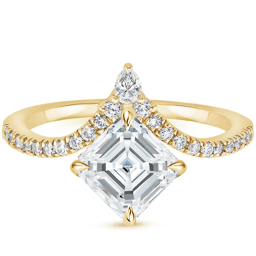 Neenah Unique Lab Grown Diamond Engagement Ring in 18k Gold - Asscher