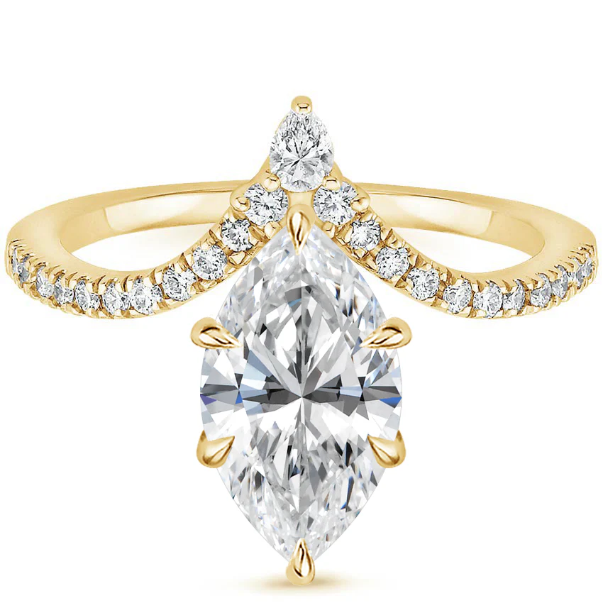 Neenah Unique Lab Grown Diamond Engagement Ring in 18k Gold - Marquise