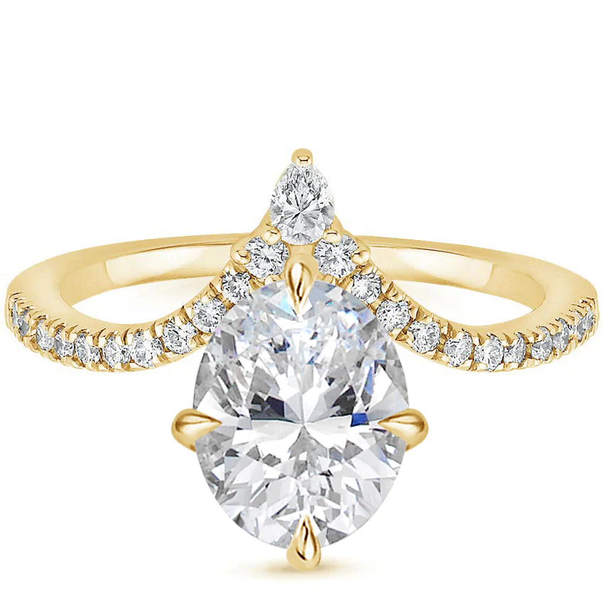 Neenah Unique Lab Grown Diamond Engagement Ring in 18k Gold - Oval