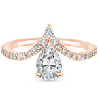 Pear Cut Chevron Pavé Engagement Ring in Solid Gold⁠