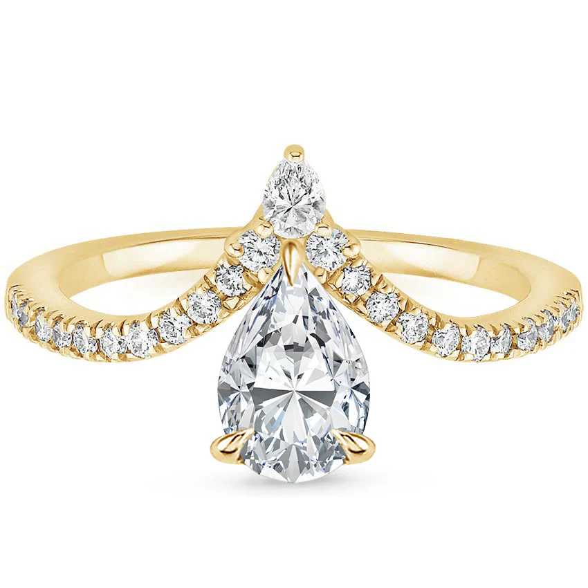 Neenah Unique Lab Grown Diamond Engagement Ring in 18k Gold - Pear