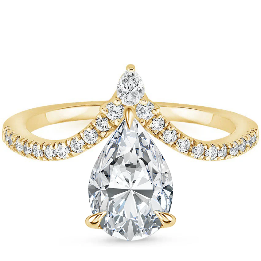 Neenah Unique Lab Grown Diamond Engagement Ring in 18k Gold - Pear