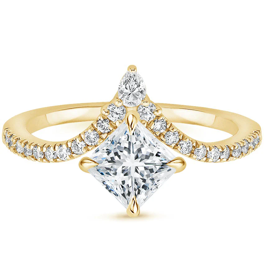 Neenah Unique Lab Grown Diamond Engagement Ring in 18k Gold - Princess