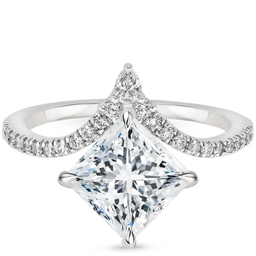 Neenah Unique Lab Grown Diamond Engagement Ring in 18k Gold - Princess