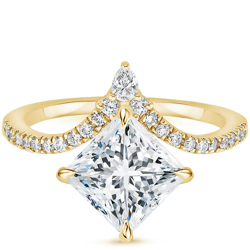 Neenah Unique Lab Grown Diamond Engagement Ring in 18k Gold - Princess