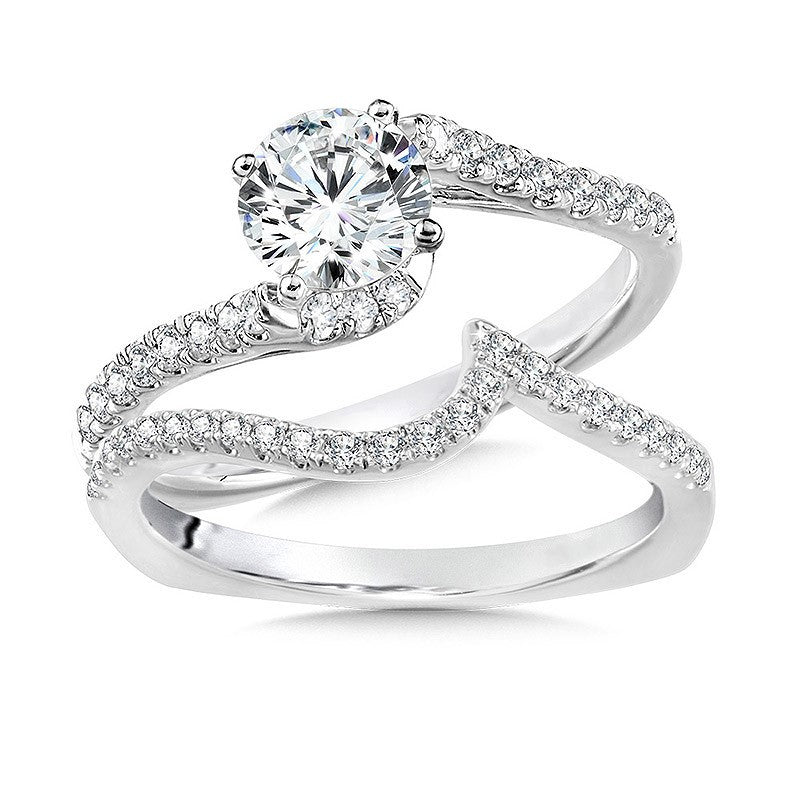 Aisha Double Band Unique Lab Grown Diamond Engagement Ring in 18k Gold - Round - 1 ct