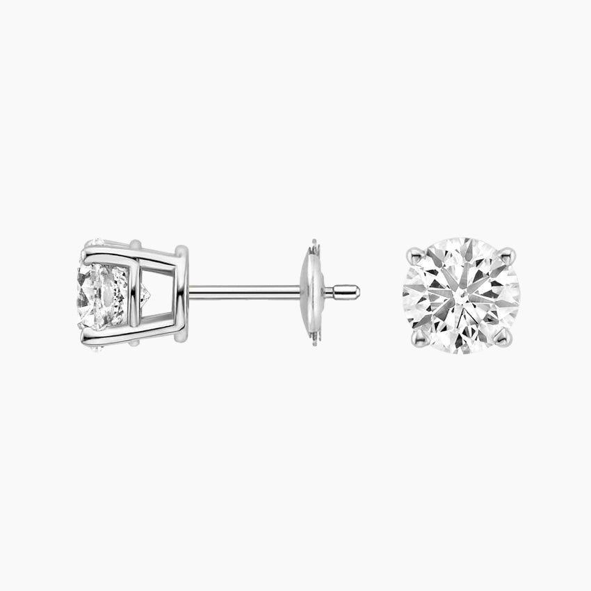 Round Stud Lab Diamond Earrings ( 0.75 ct * 2 ) 18K Gold