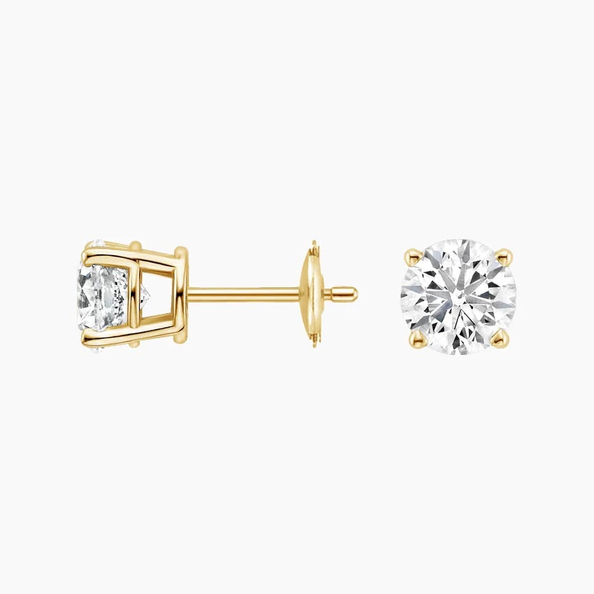 Round Stud Lab Diamond Earrings ( 0.75 ct * 2 ) 18K Gold