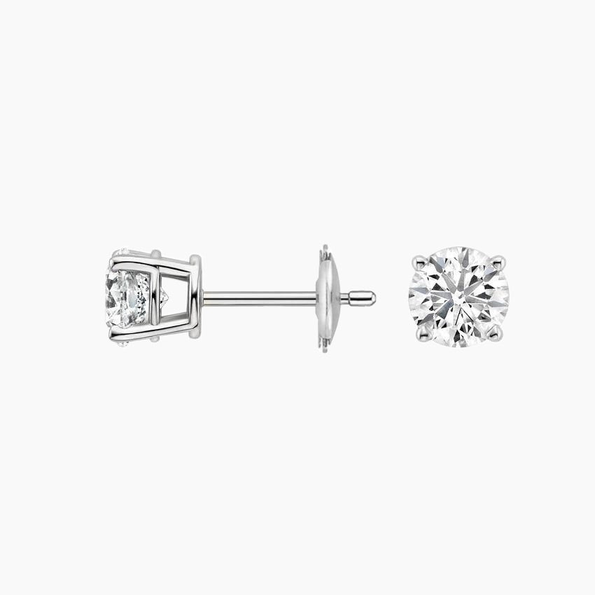 Round Stud Lab Diamond Earrings ( 0.5 ct * 2 ) 18K Gold