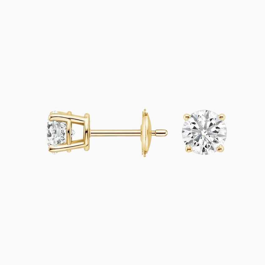 Round Stud Lab Diamond Earrings ( 0.5 ct * 2 ) 18K Gold