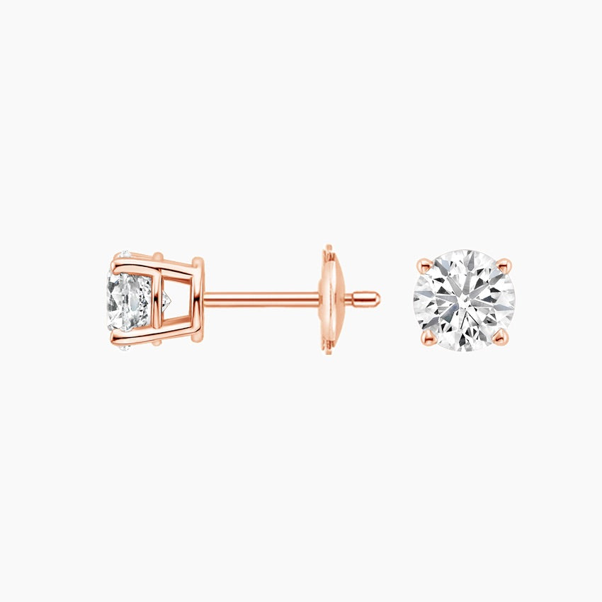 Round Stud Lab Diamond Earrings ( 0.75 ct * 2 ) 18K Gold