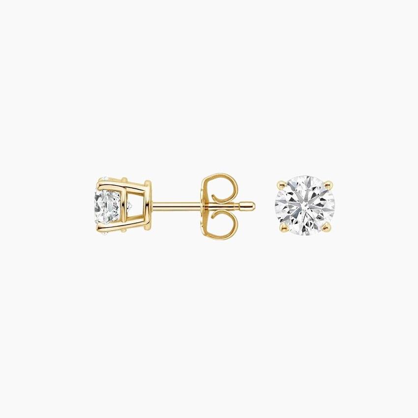 Round Stud Lab Diamond Earrings ( 0.35 ct * 2 ) 18K Gold