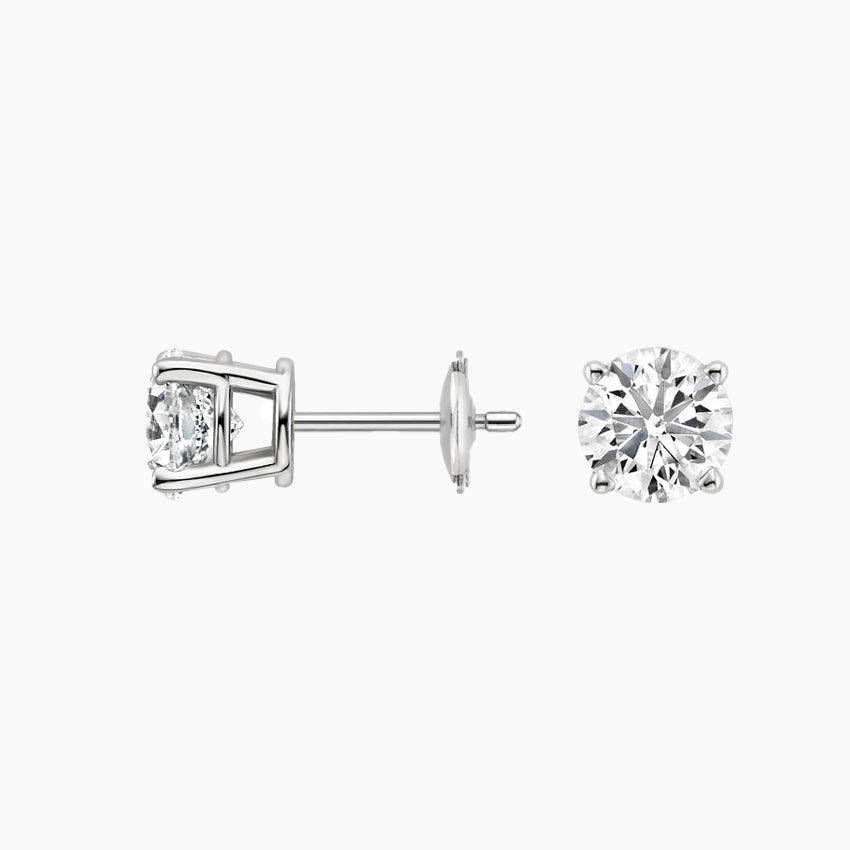 Round Stud Lab Diamond Earrings ( 1 ct * 2 ) 18K Gold