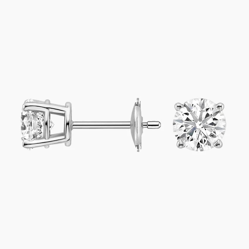 Round Stud Lab Diamond Earrings ( 1 ct * 2 ) 18K Gold