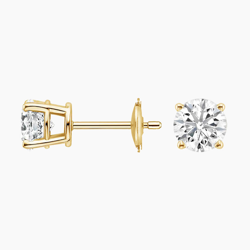 Round Stud Lab Diamond Earrings ( 1 ct * 2 ) 18K Gold