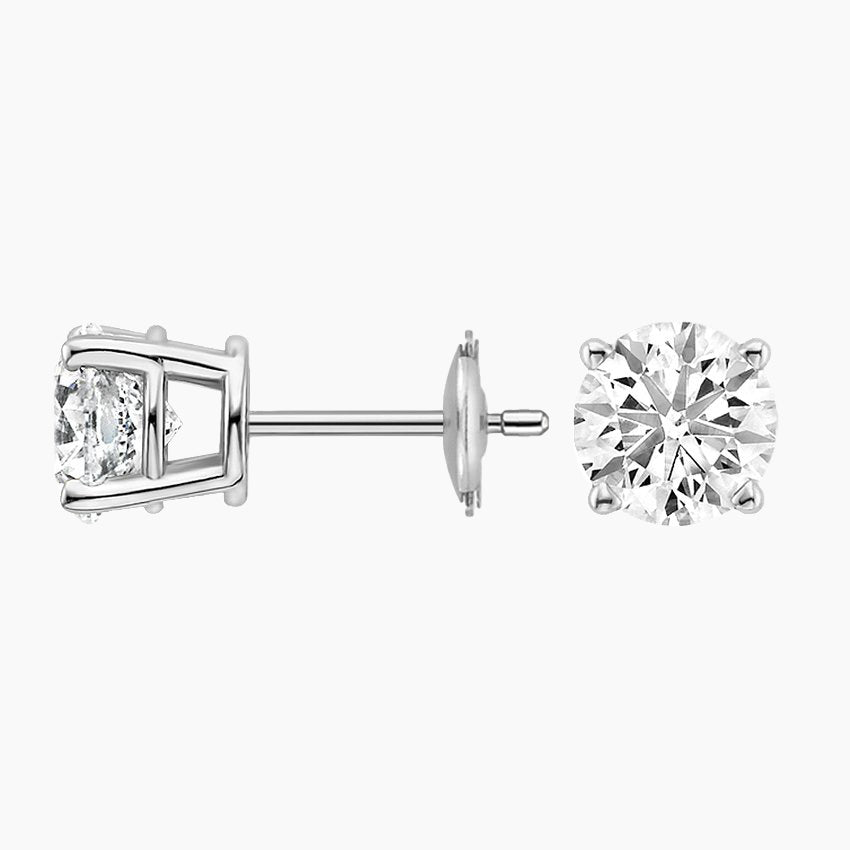 Round Stud Lab Diamond Earrings ( 1.5 ct * 2 ) 18K Gold