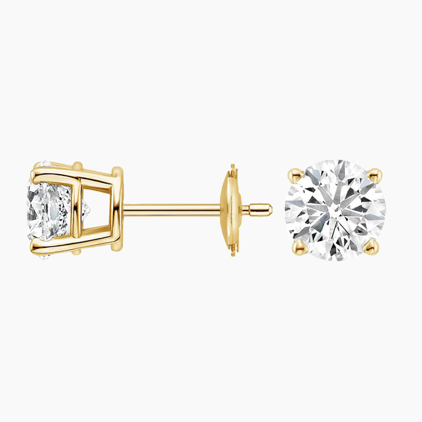 Round Stud Lab Diamond Earrings ( 1.5 ct * 2 ) 18K Gold