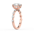 18K Solid Gold Tamila Cushion Accent Lab Diamond Ring