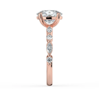18K Solid Gold Tamila Cushion Accent Lab Diamond Ring
