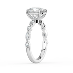 18K Solid Gold Tamila Cushion Accent Lab Diamond Ring