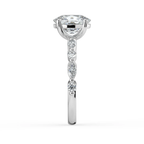 18K Solid Gold Tamila Cushion Accent Lab Diamond Ring