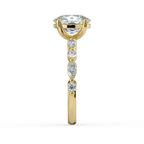 18K Solid Gold Tamila Cushion Accent Lab Diamond Ring