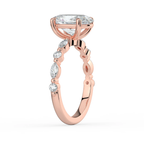 18K Solid Gold Tamila Oval Accent Lab Diamond Ring