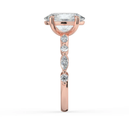 18K Solid Gold Tamila Oval Accent Lab Diamond Ring