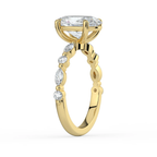 18K Solid Gold Tamila Oval Accent Lab Diamond Ring