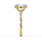 18K Solid Gold Tamila Oval Accent Lab Diamond Ring