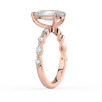 18K Solid Gold Tamila Pear Accent Lab Diamond Ring