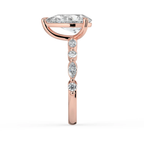 18K Solid Gold Tamila Pear Accent Lab Diamond Ring