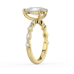 18K Solid Gold Tamila Pear Accent Lab Diamond Ring