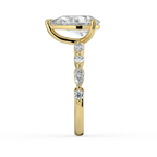 18K Solid Gold Tamila Pear Accent Lab Diamond Ring