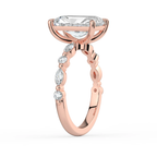 18K Solid Gold Tamila Radiant Accent Lab Diamond Ring