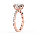 18K Solid Gold Tamila Round Accent Lab Diamond Ring