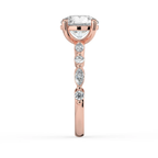 18K Solid Gold Tamila Round Accent Lab Diamond Ring