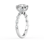 18K Solid Gold Tamila Round Accent Lab Diamond Ring