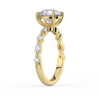 18K Solid Gold Tamila Round Accent Lab Diamond Ring