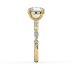18K Solid Gold Tamila Round Accent Lab Diamond Ring