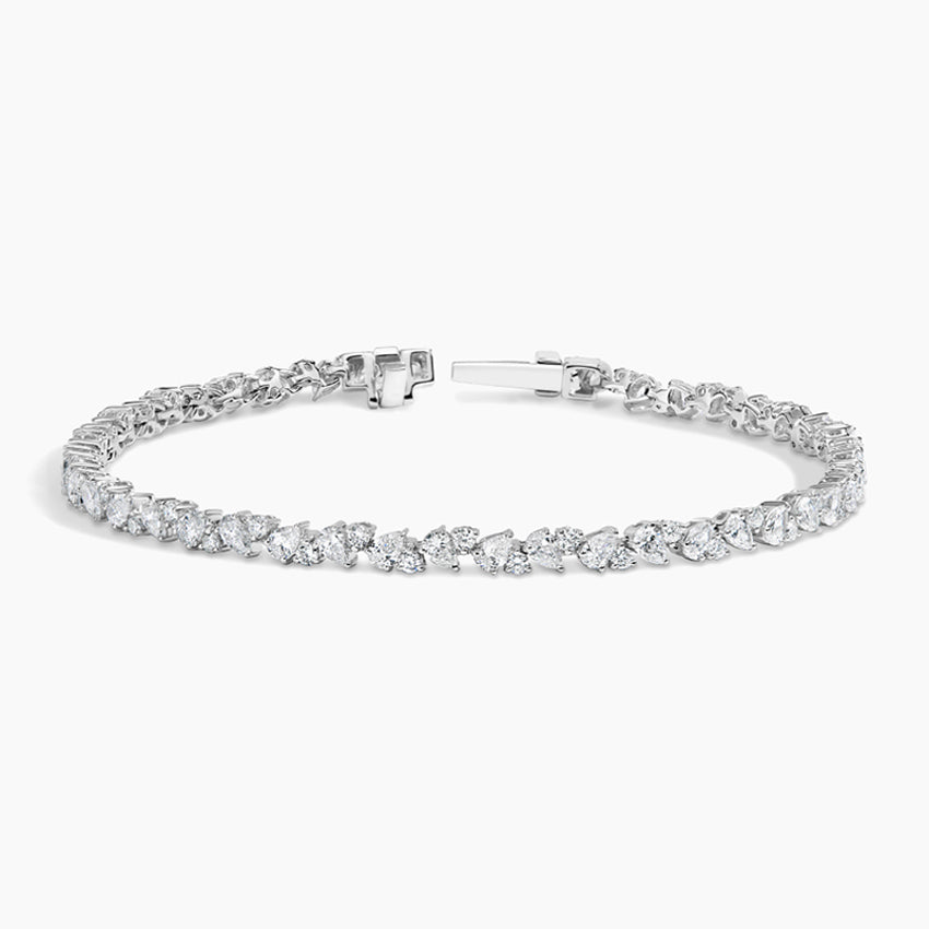 Multi Shape Pear & Round Lab Diamond Tennis Bracelet ( 3 ct. tw.) 18K Gold